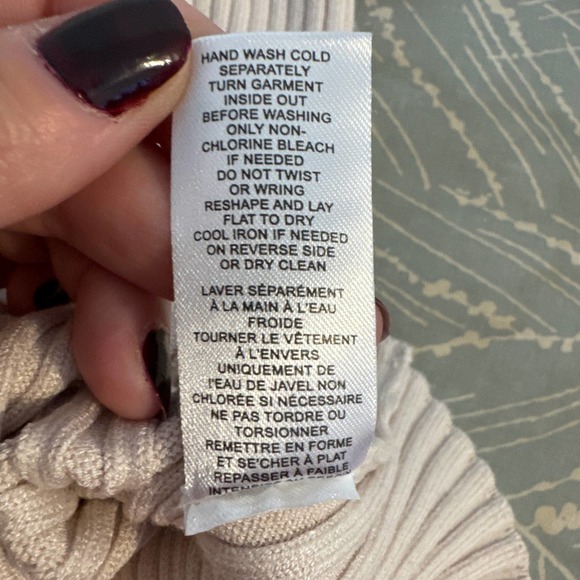 Truth by Republic Cream Ribbed Stretch Mock T Neck Sweater Laser Cut Out Detail - Picture 7 of 10